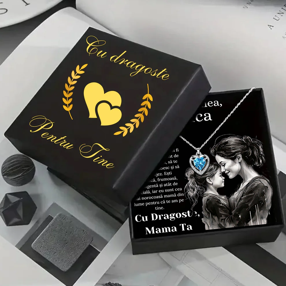 Cadou Fiica – Colier Argint 925 cu Zirconiu și Mesaj de Dragoste
