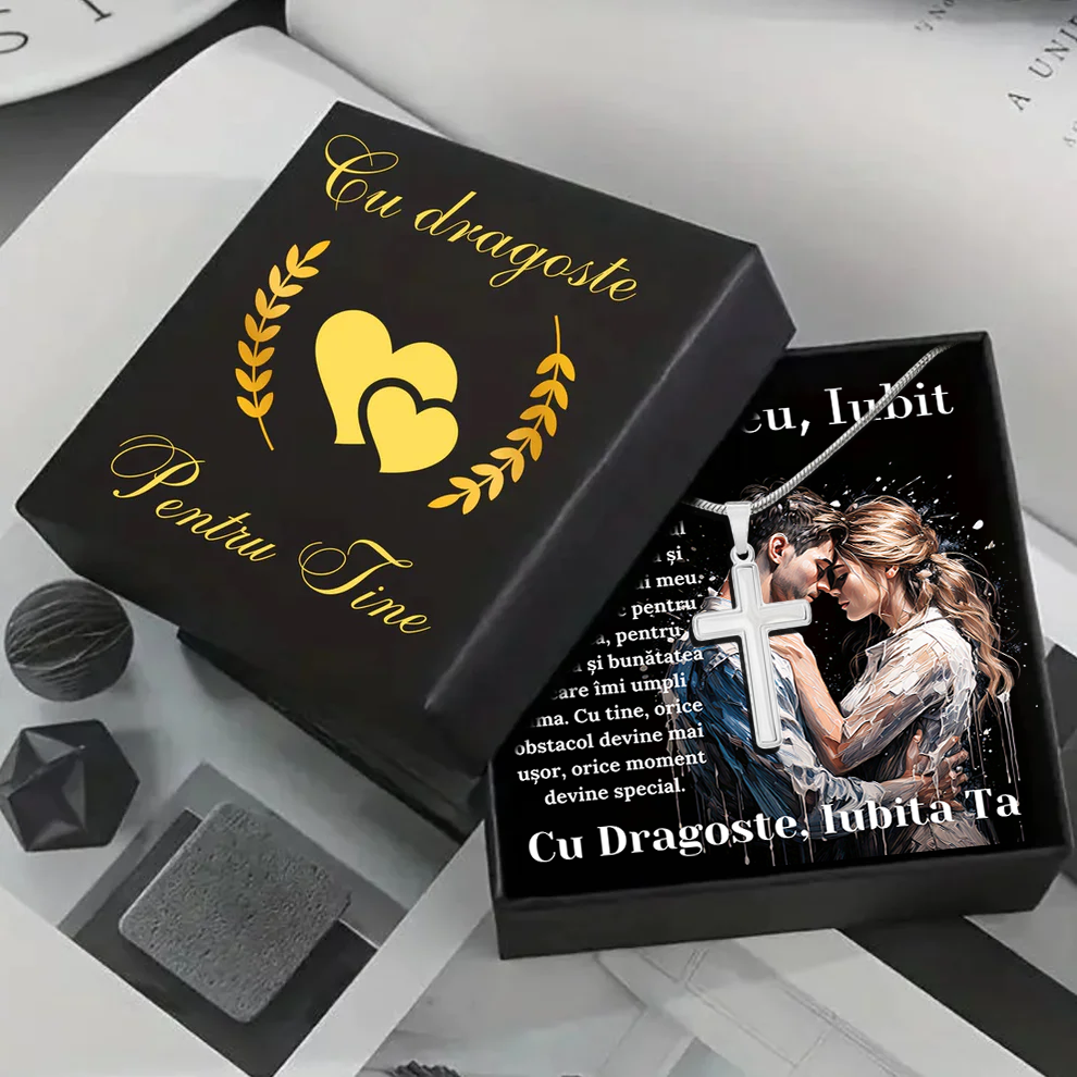 Cadou Iubit - Lantisor cu Cruce si mesaj de Dragoste