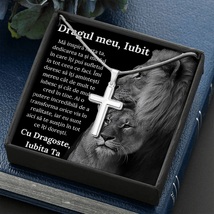 Cadou Iubit - Lantisor cu Cruce si mesaj de Dragoste
