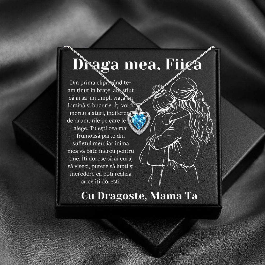 Cadou Fiica – Colier Argint 925 cu Zirconiu și Mesaj de Dragoste