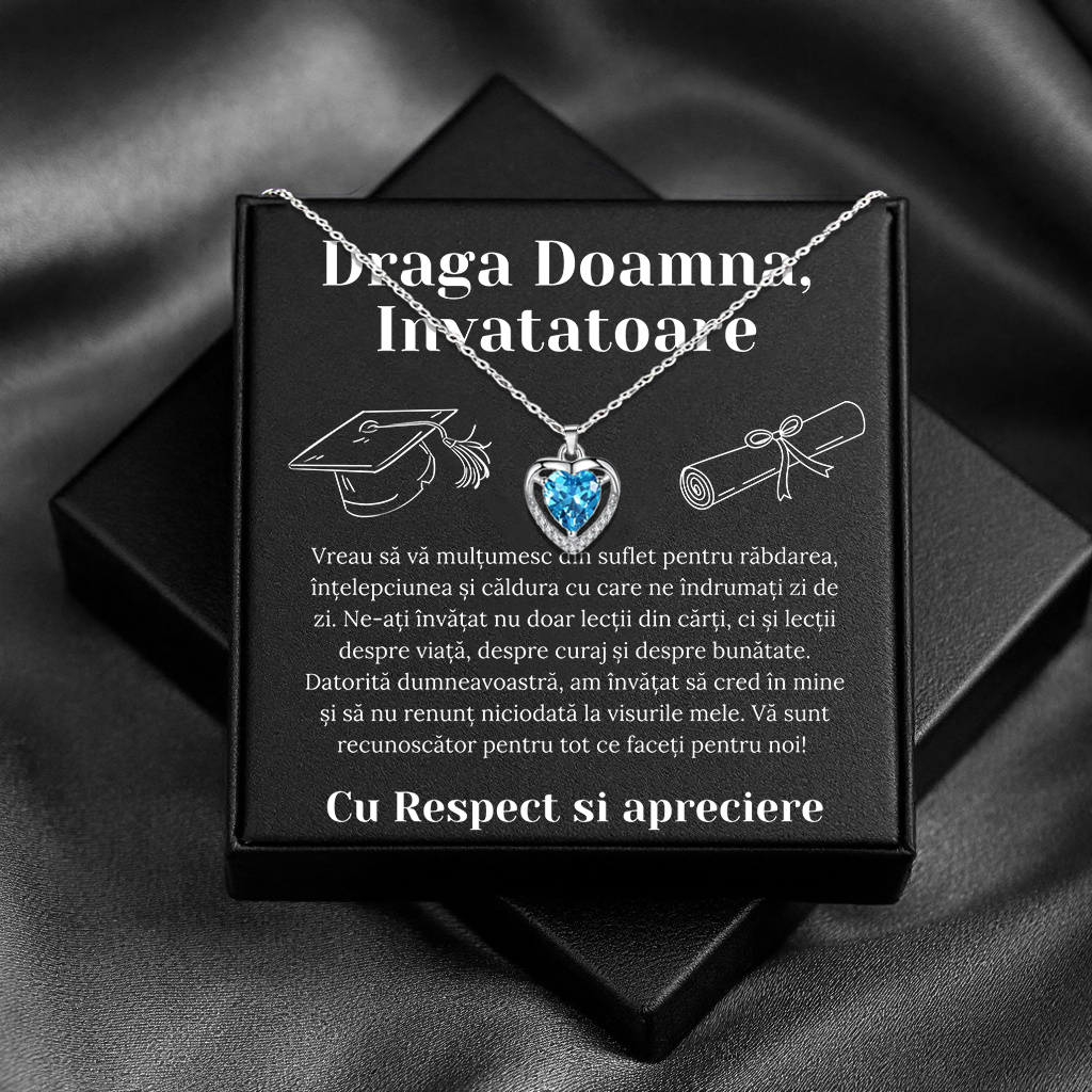 Cadou Invatatoare - Colier din argint si mesaj de apreciere