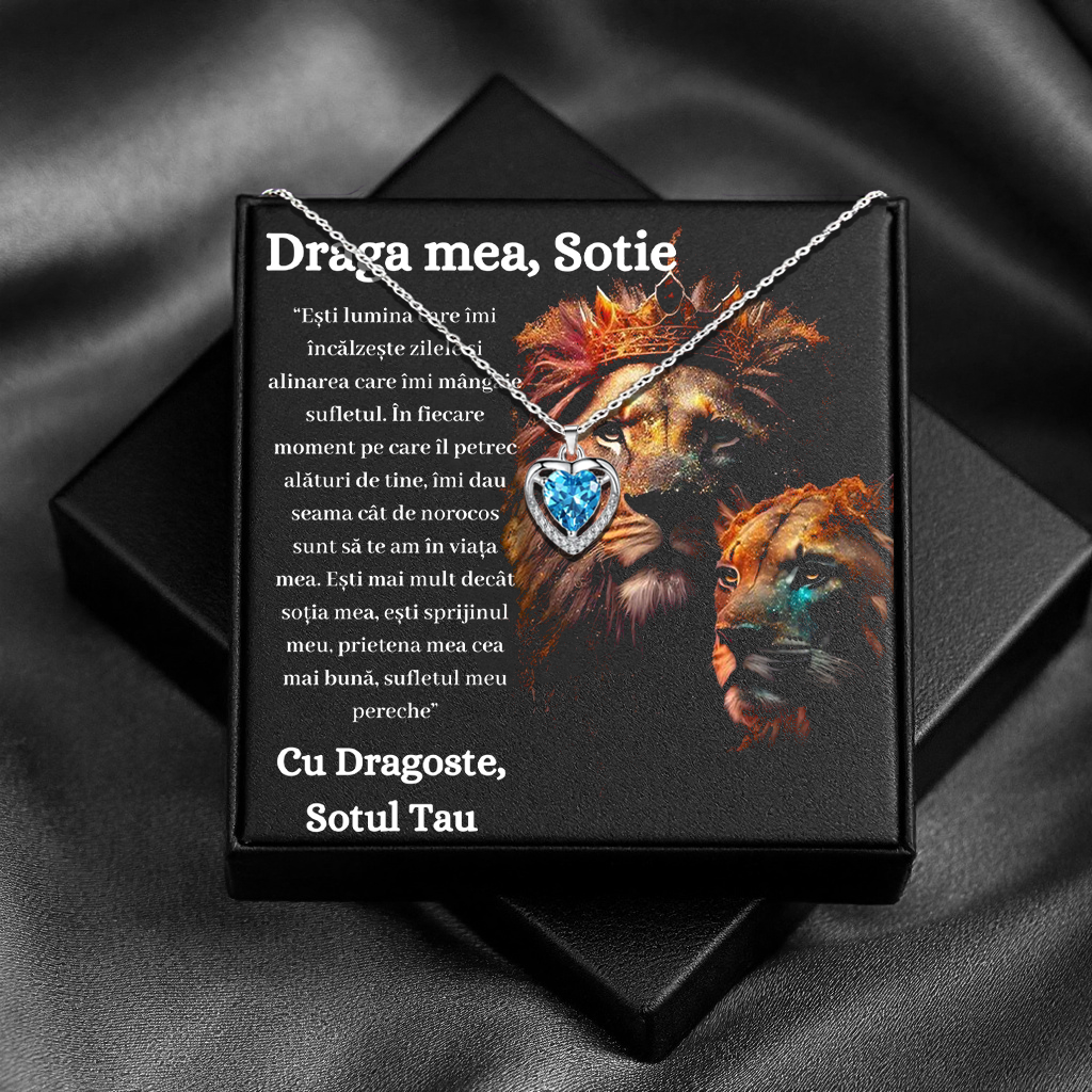 Cadou Sotie – Colier Argint 925 cu Zirconiu și Mesaj de Dragoste