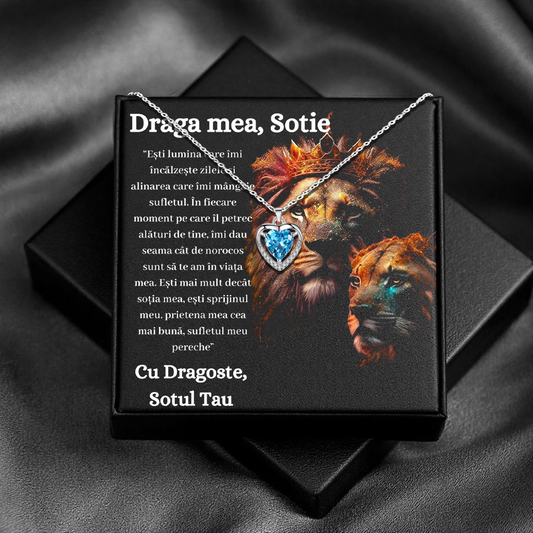 Cadou Sotie – Colier Argint 925 cu Zirconiu și Mesaj de Dragoste