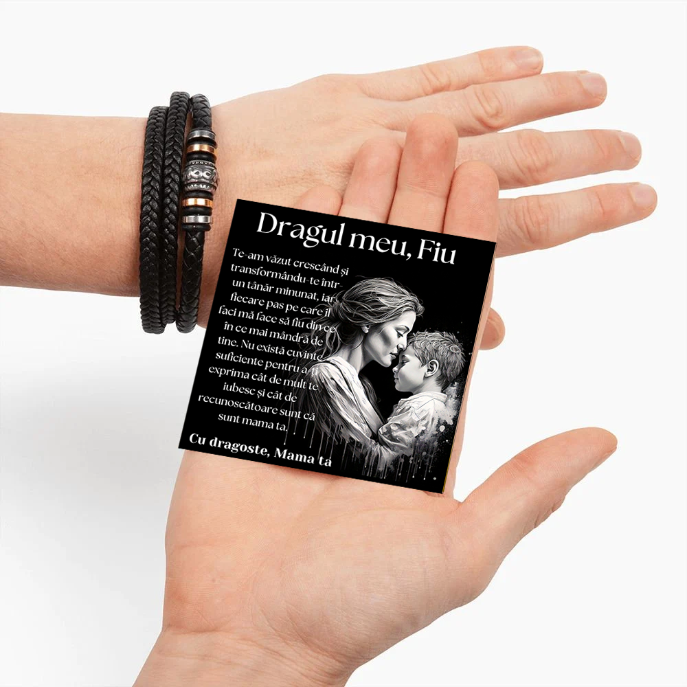 Cadou Fiu - bratara din piele cu mesaj de Dragoste
