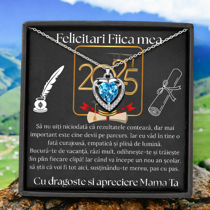 Cadou absolvire Fiica – Colier Argint 925 cu Zirconiu și Mesaj de Dragoste