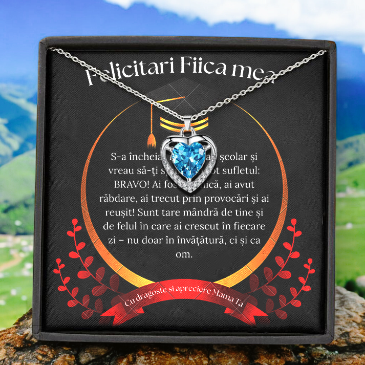 Cadou absolvire Fiica – Colier Argint 925 cu Zirconiu și Mesaj de Dragoste