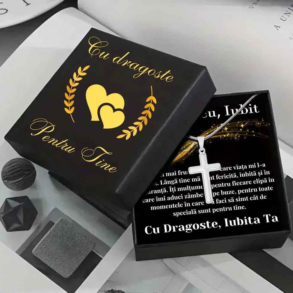 Cadou Iubit - Lantisor cu Cruce si mesaj de Dragoste