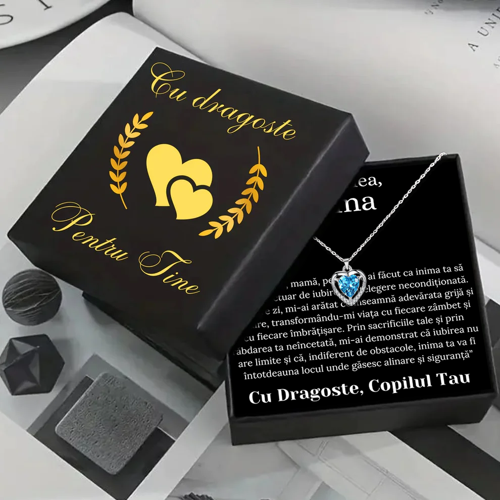 Cadou Mama – Colier Argint 925 cu Zirconiu și Mesaj de Dragoste