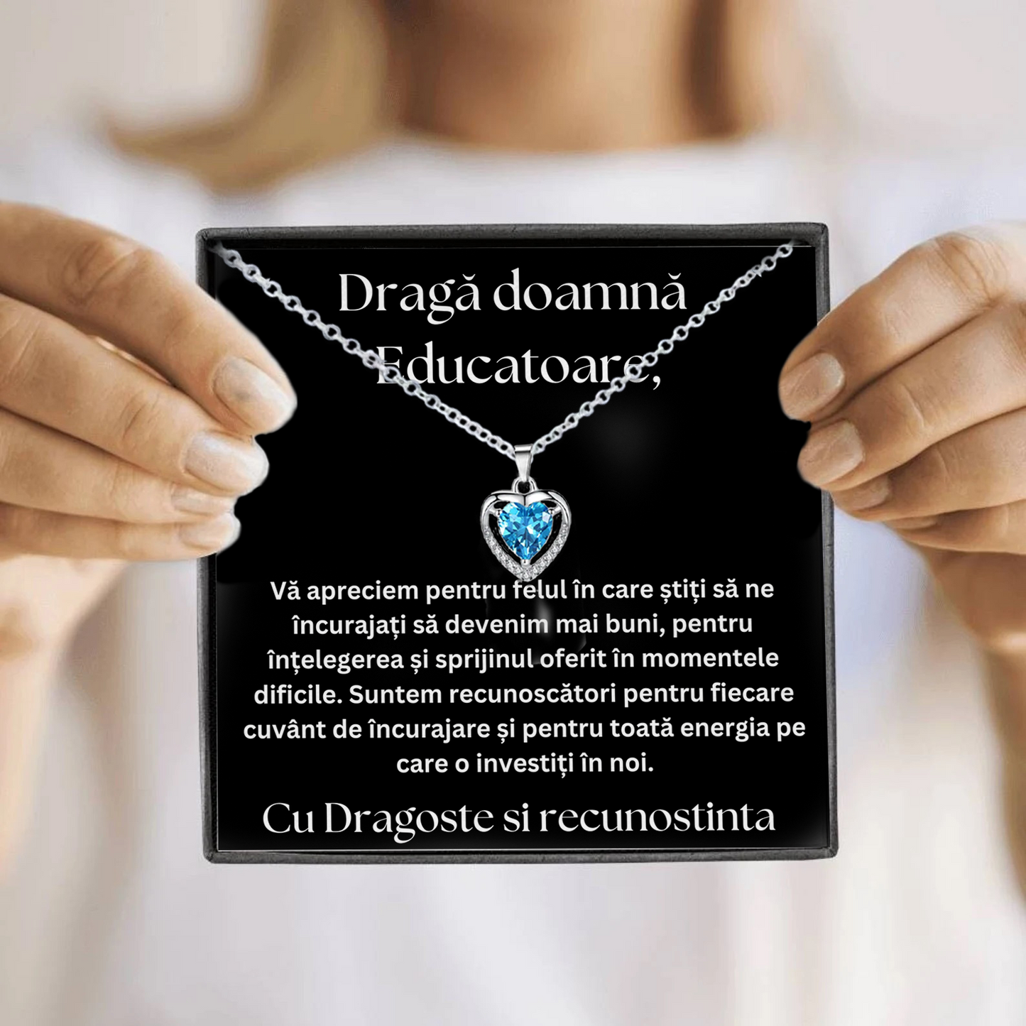 Idei Cadouri Educatoare - Colier din argint si mesaj de apreciere