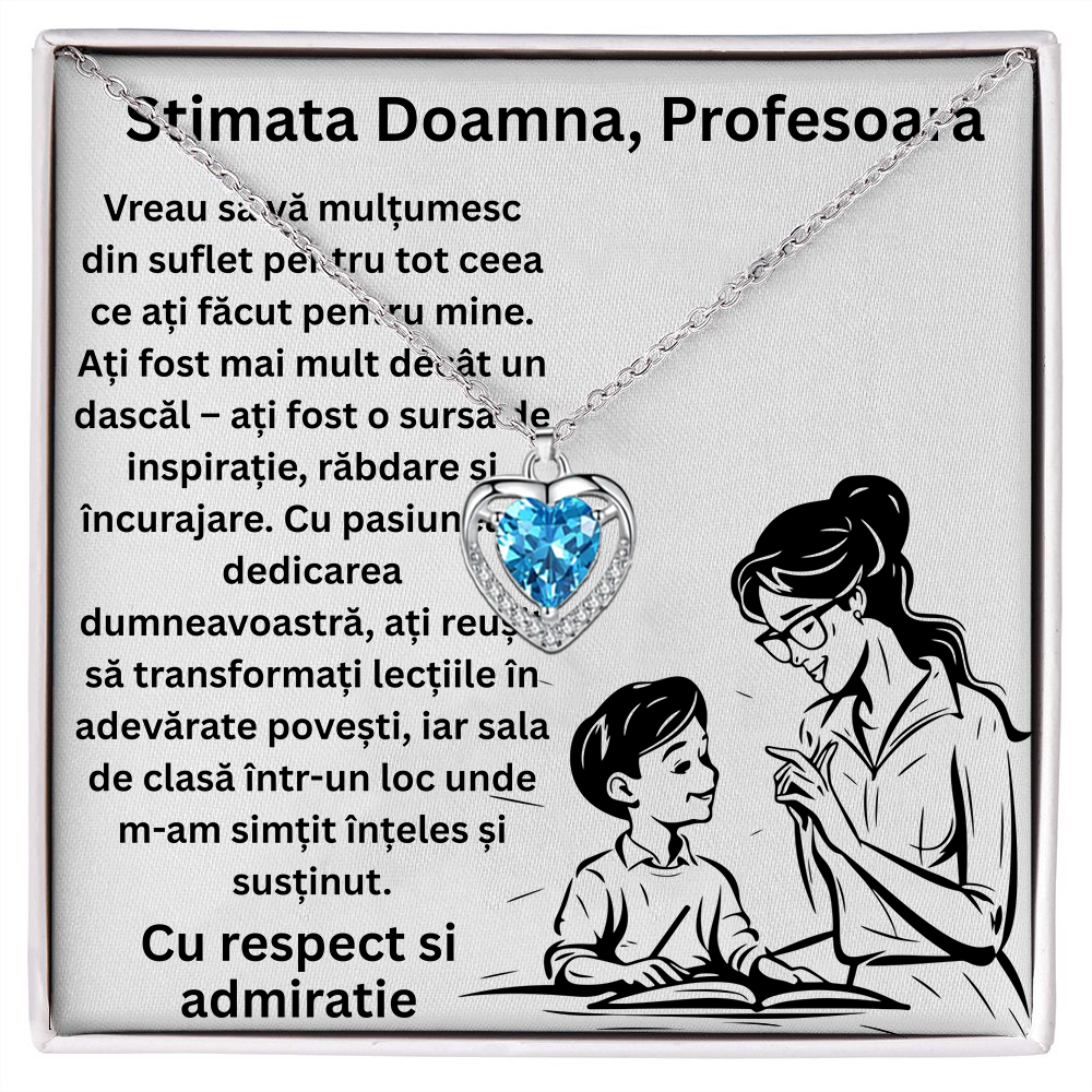 Cadou Profesoara - Colier din argint si mesaj de apreciere