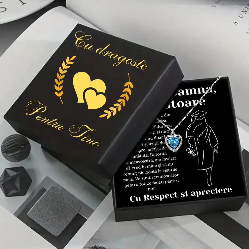 Cadou Invatatoare - Colier din argint si mesaj de apreciere