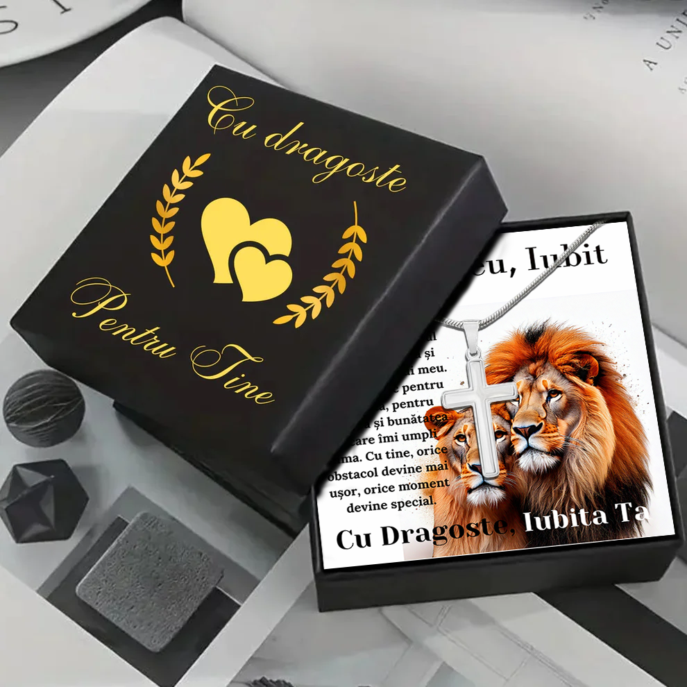 Cadou Iubit - Lantisor cu Cruce si mesaj de Dragoste