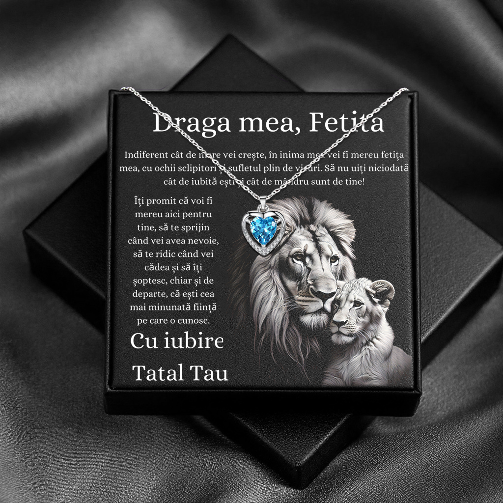 Cadou Fiica – Colier Argint 925 cu Zirconiu și Mesaj de Dragoste