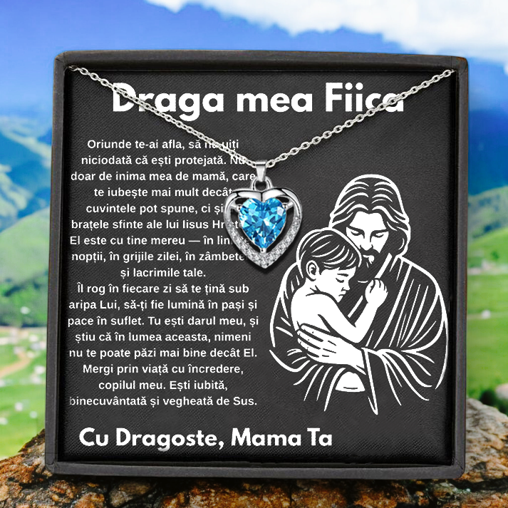 Cadou Fiica – Colier Argint 925 cu Zirconiu și Mesaj de Dragoste Faith