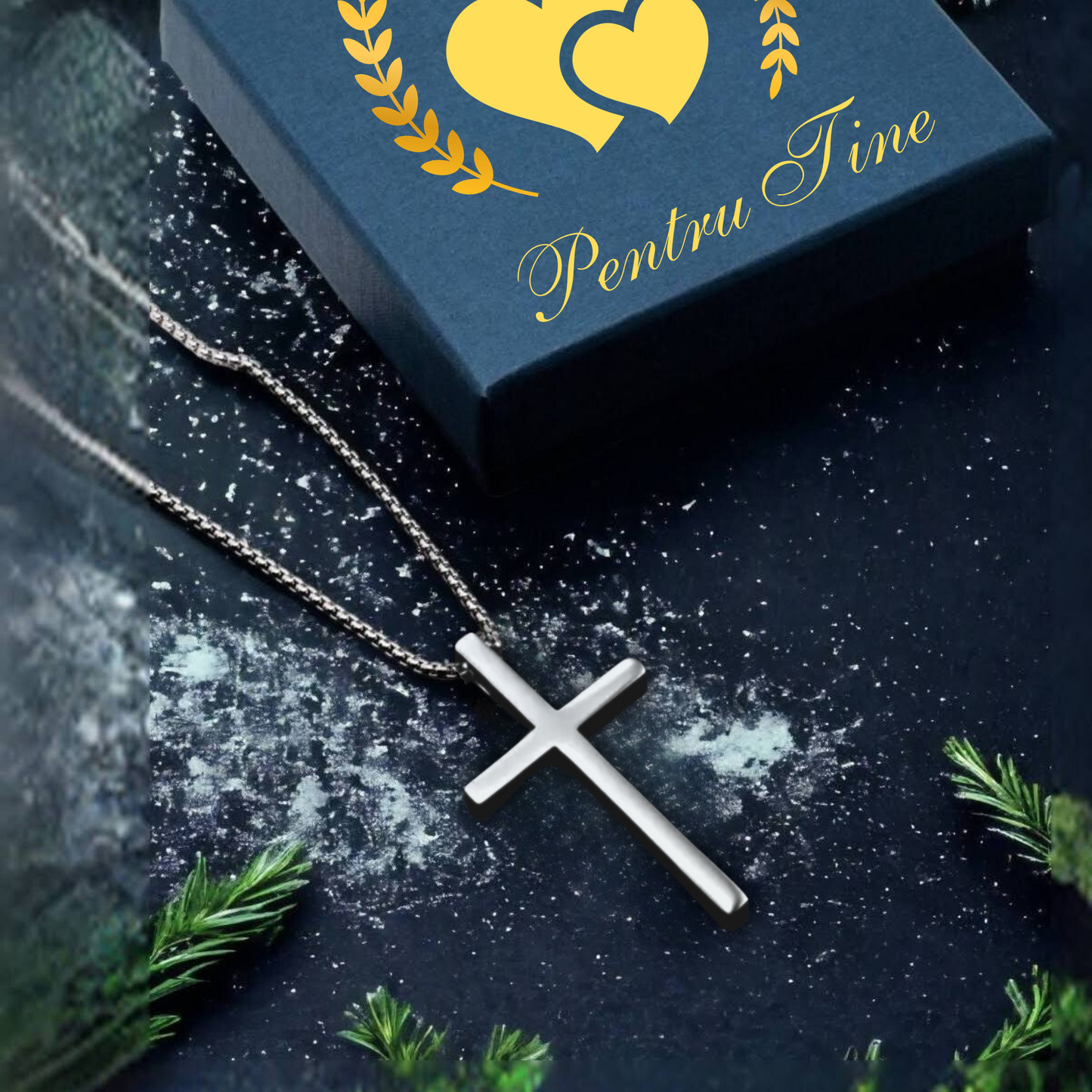 Cadou Fiu - Lantisor cu Cruce si mesaj de Dragoste