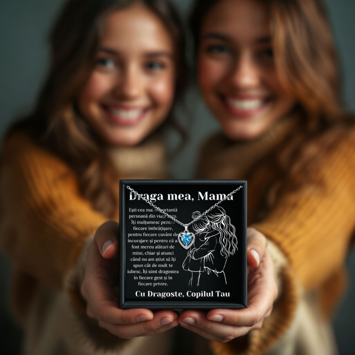 Cadou Mama – Colier Argint 925 cu Zirconiu și Mesaj de Dragoste