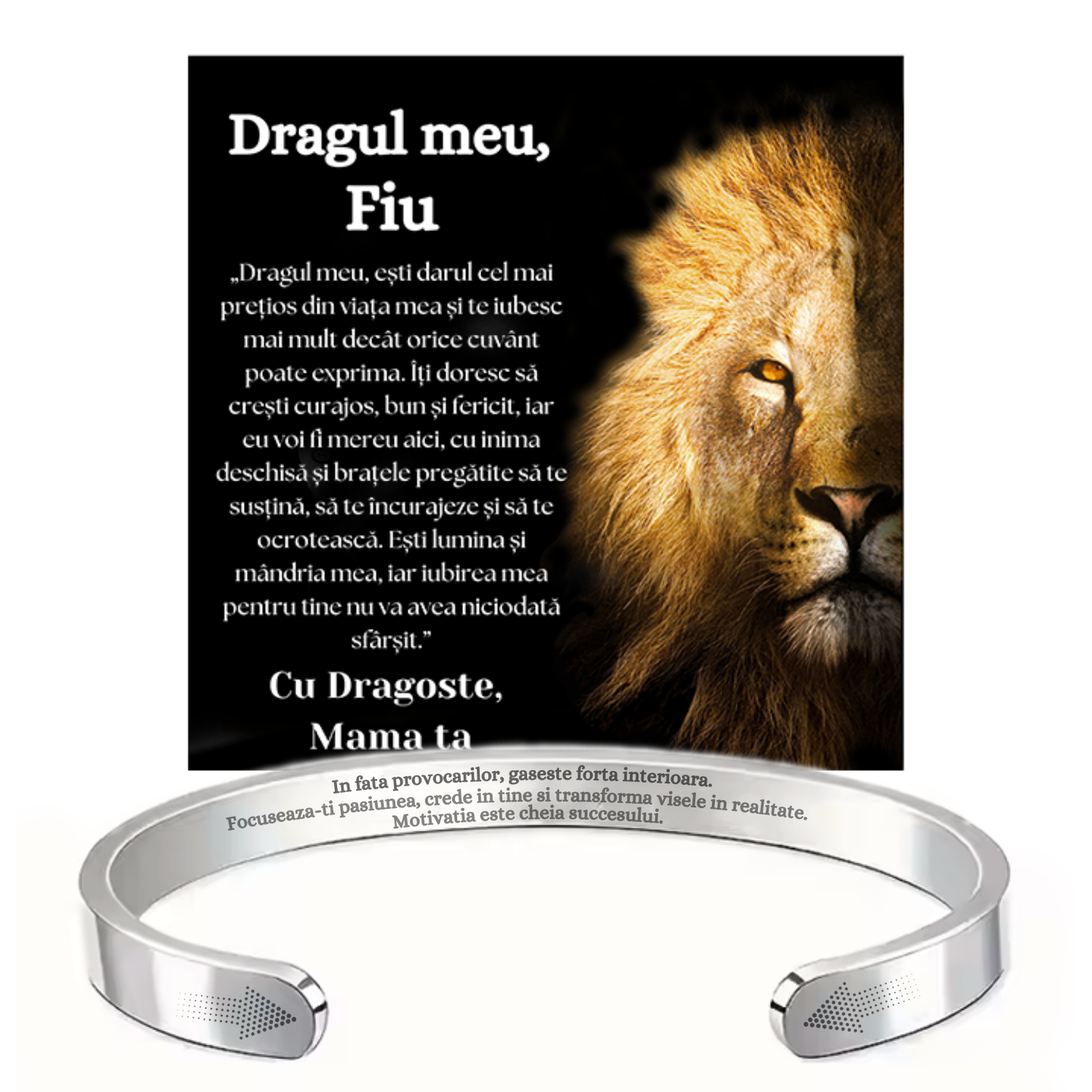 Cadou Fiu - Bratara din otel inoxidabil cu mesaj de Dragoste