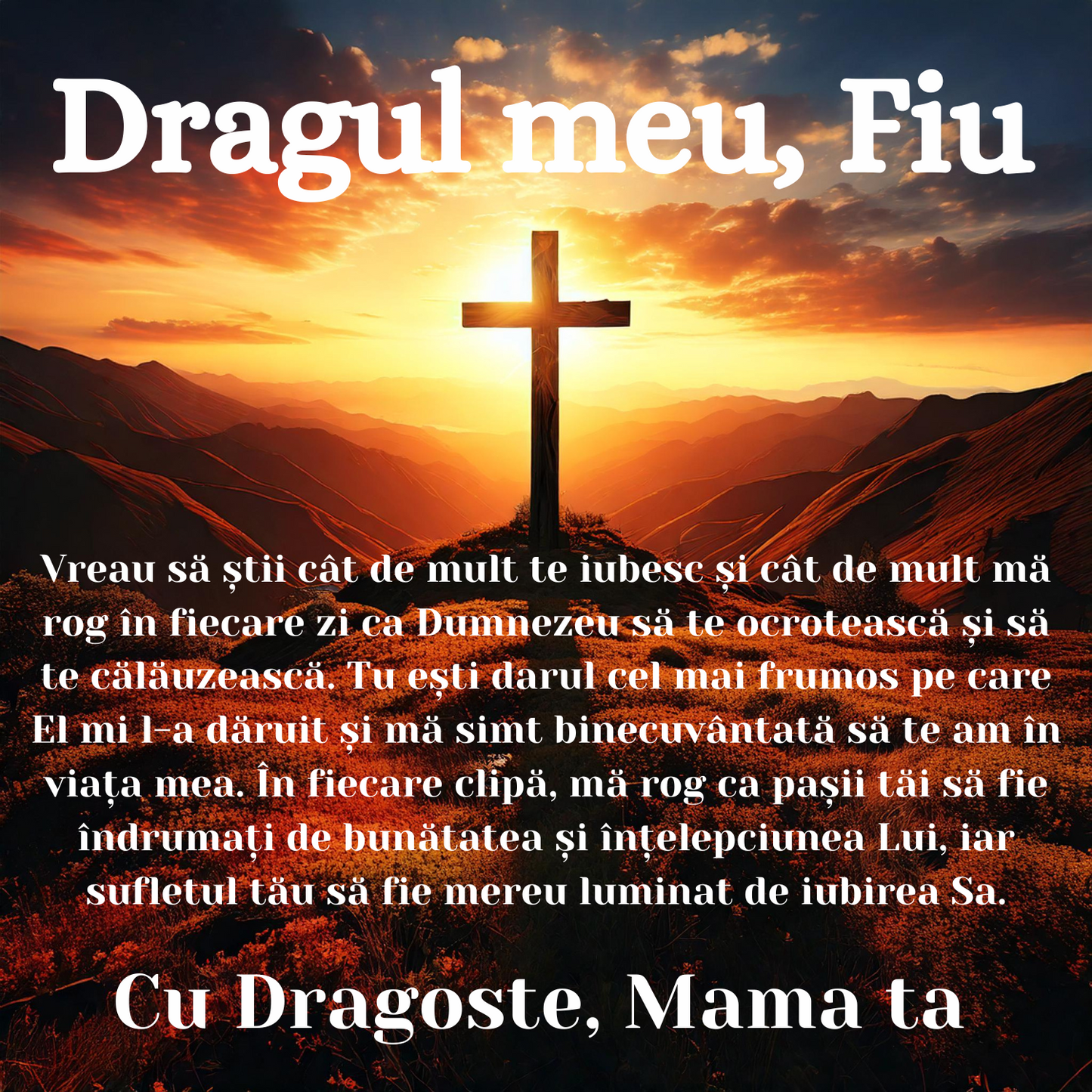 Cadou Fiu - Lantisor cu Cruce si mesaj de Dragoste