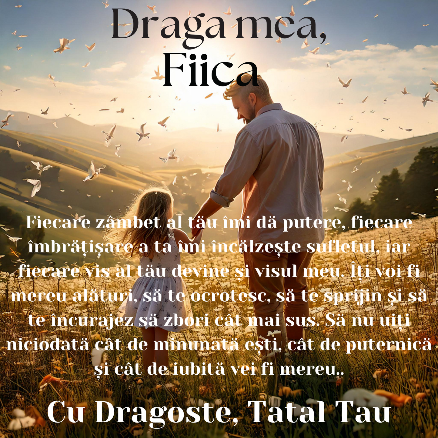 Cadou Fiica – Colier Argint 925 cu Zirconiu și Mesaj de Dragoste