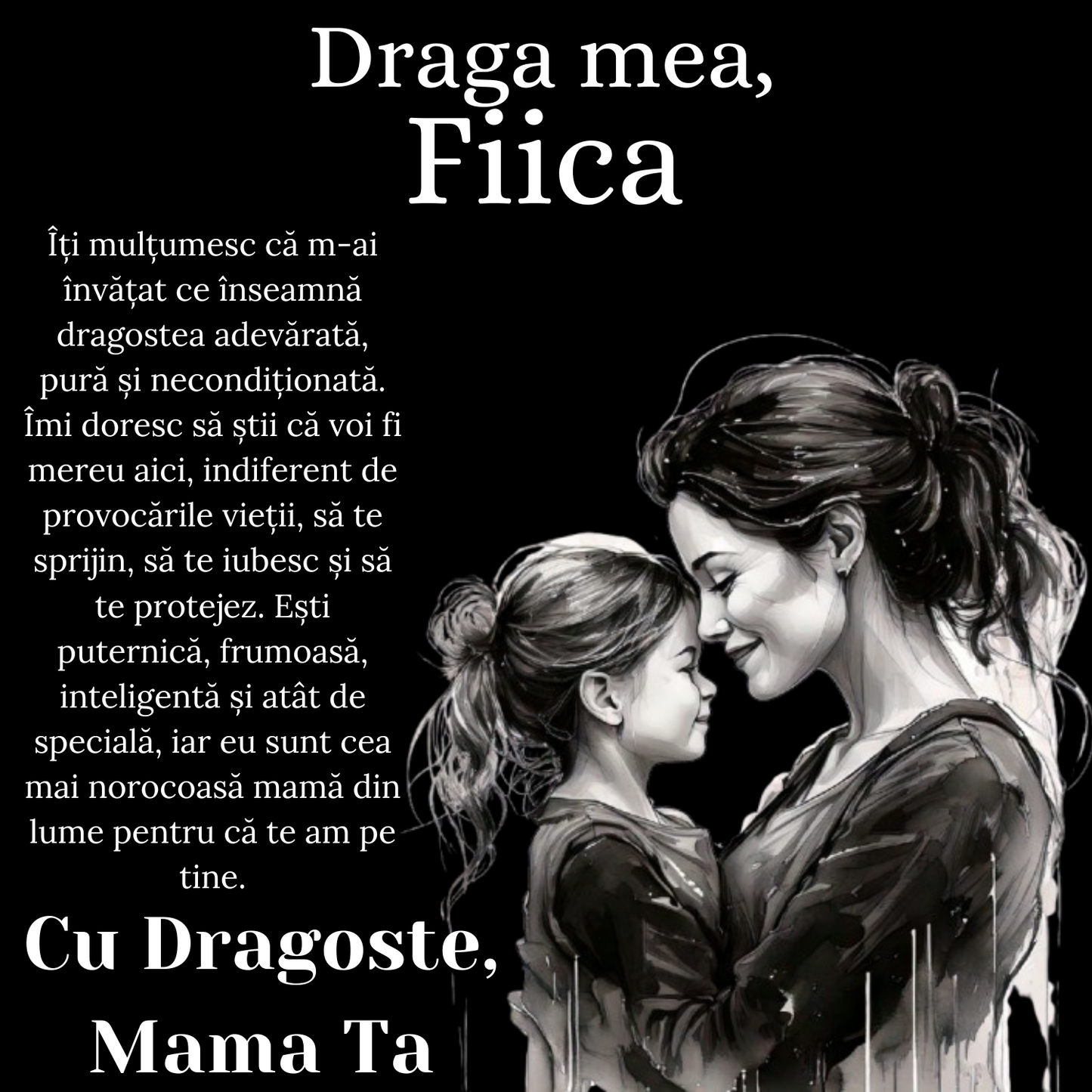 Cadou Fiica – Colier Argint 925 cu Zirconiu și Mesaj de Dragoste
