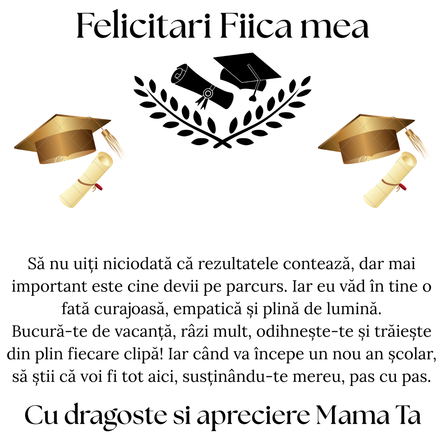 Cadou absolvire Fiica – Colier Argint 925 cu Zirconiu și Mesaj de Dragoste