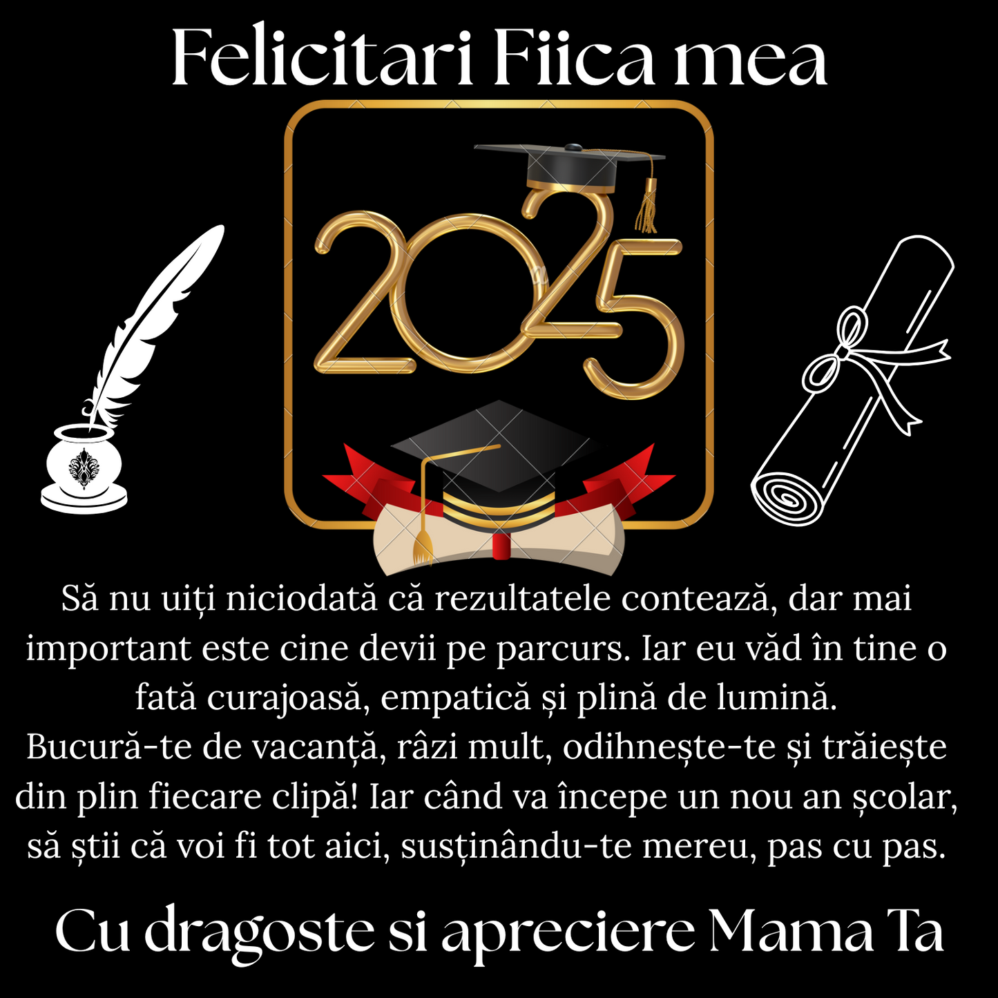 Cadou absolvire Fiica – Colier Argint 925 cu Zirconiu și Mesaj de Dragoste