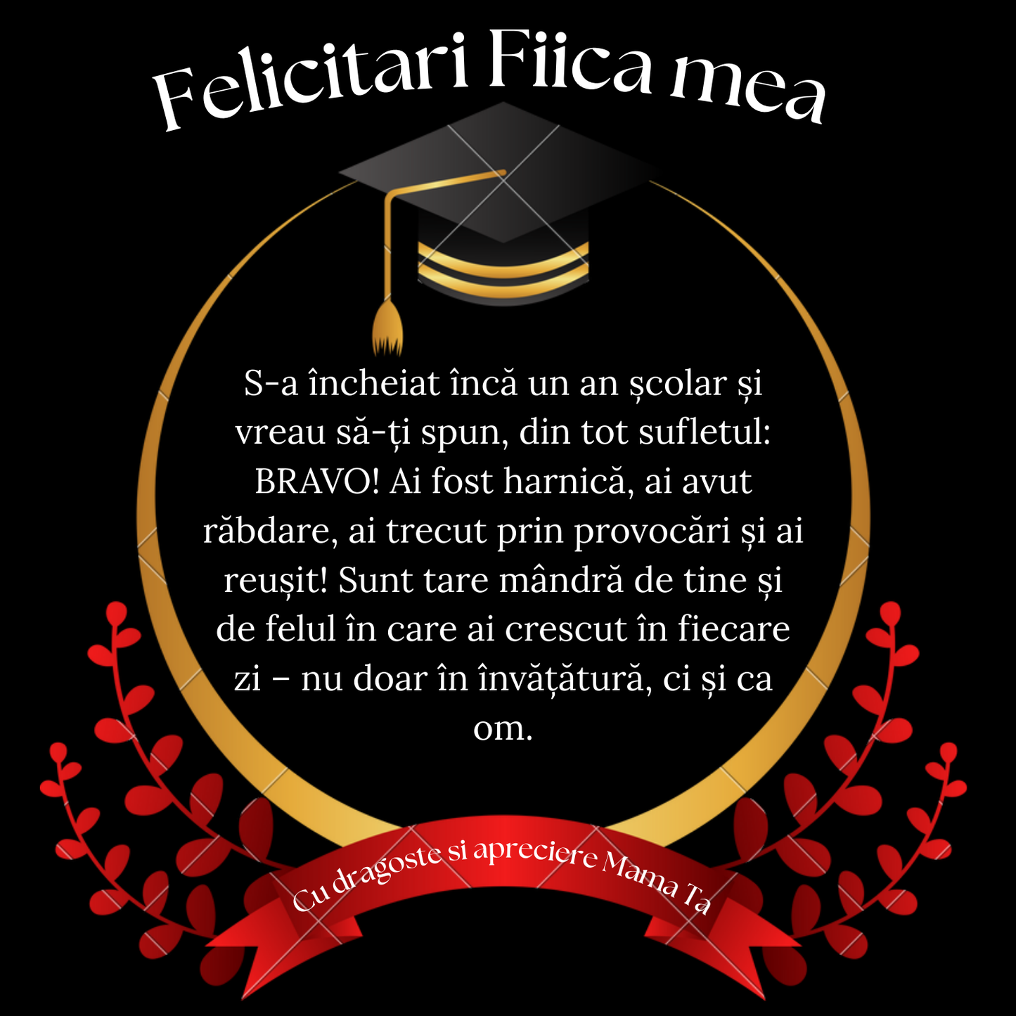 Cadou absolvire Fiica – Colier Argint 925 cu Zirconiu și Mesaj de Dragoste