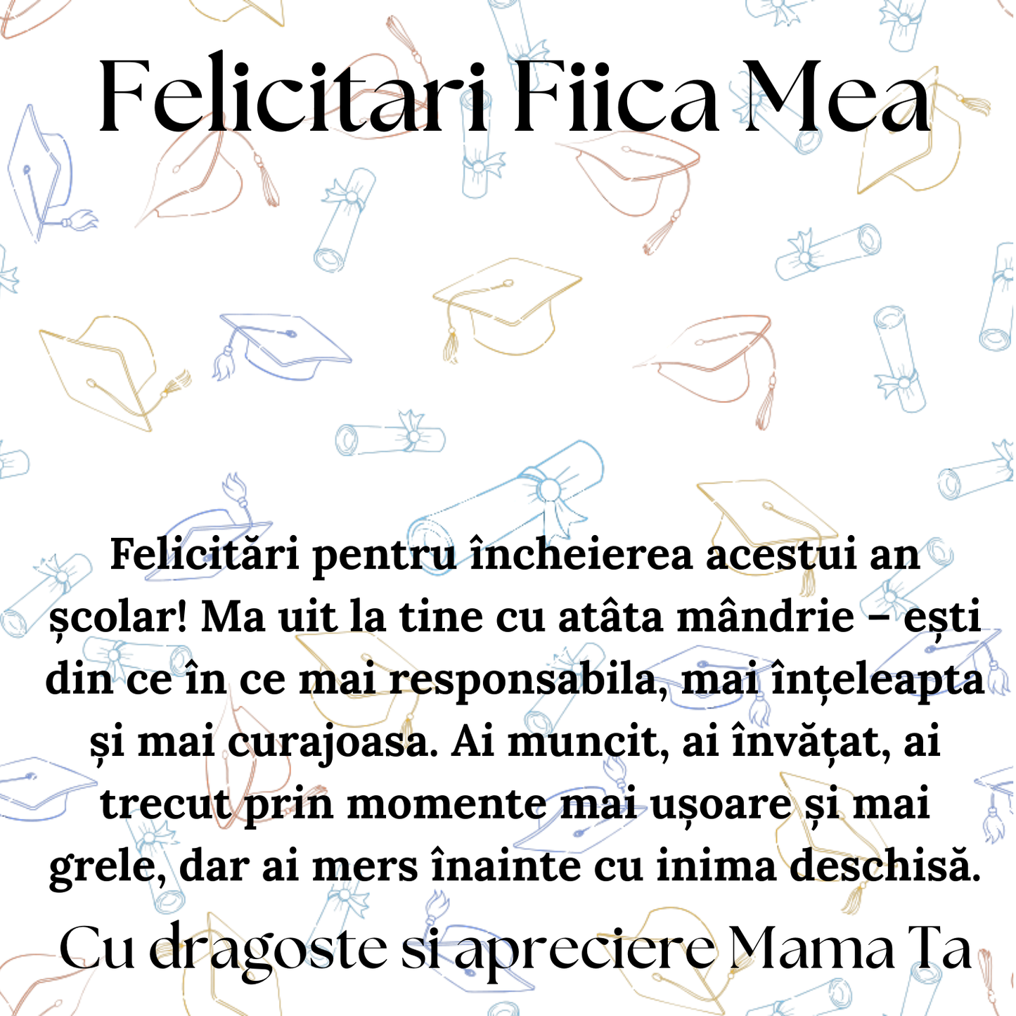 Cadou absolvire Fiica – Colier Argint 925 cu Zirconiu și Mesaj de Dragoste