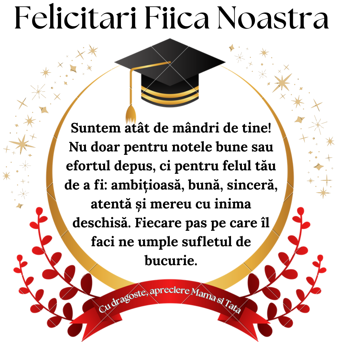 Cadou absolvire Fiica – Colier Argint 925 cu Zirconiu și Mesaj de Dragoste