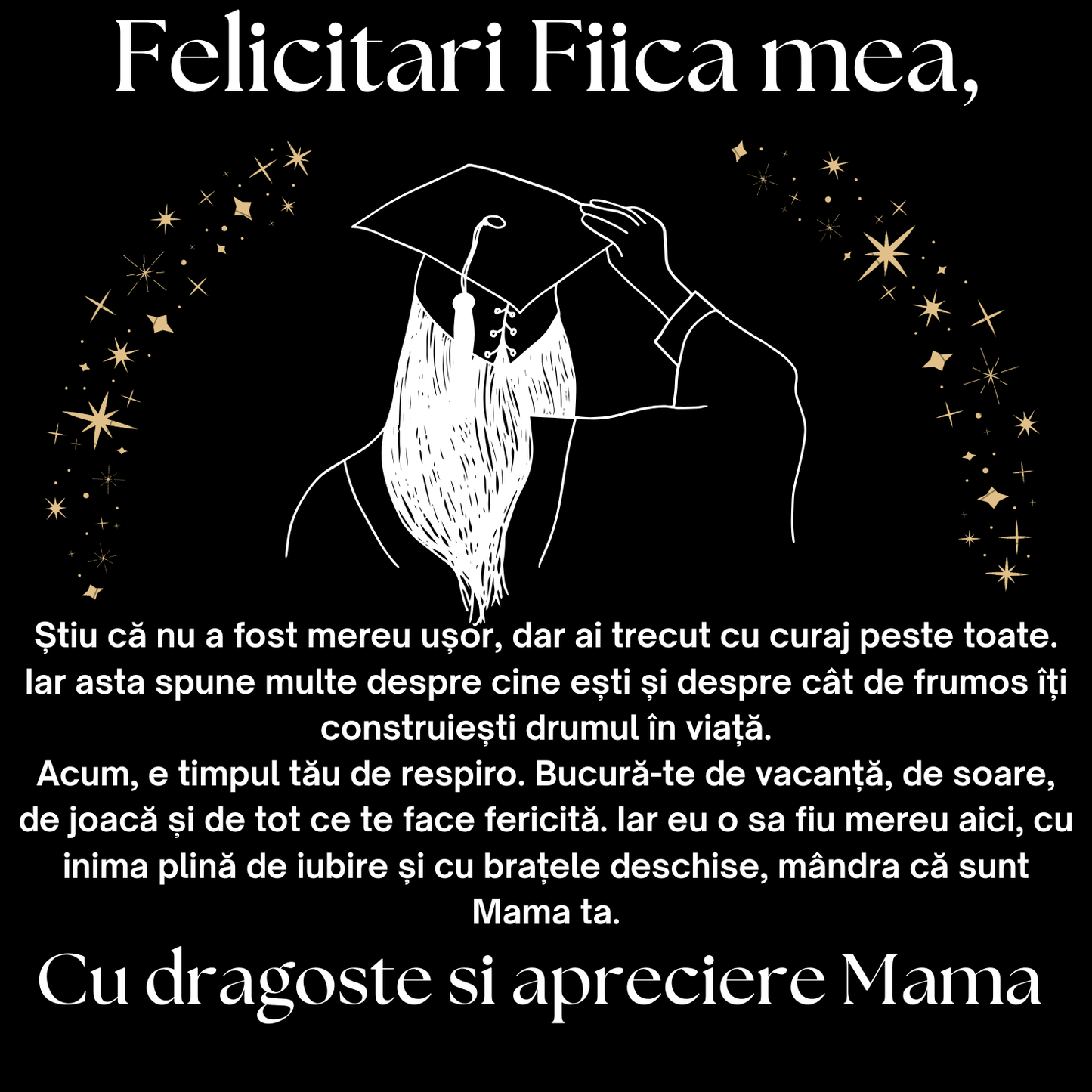 Cadou Absolvire Fiica – Colier Argint 925 cu Zirconiu și Mesaj de Dragoste