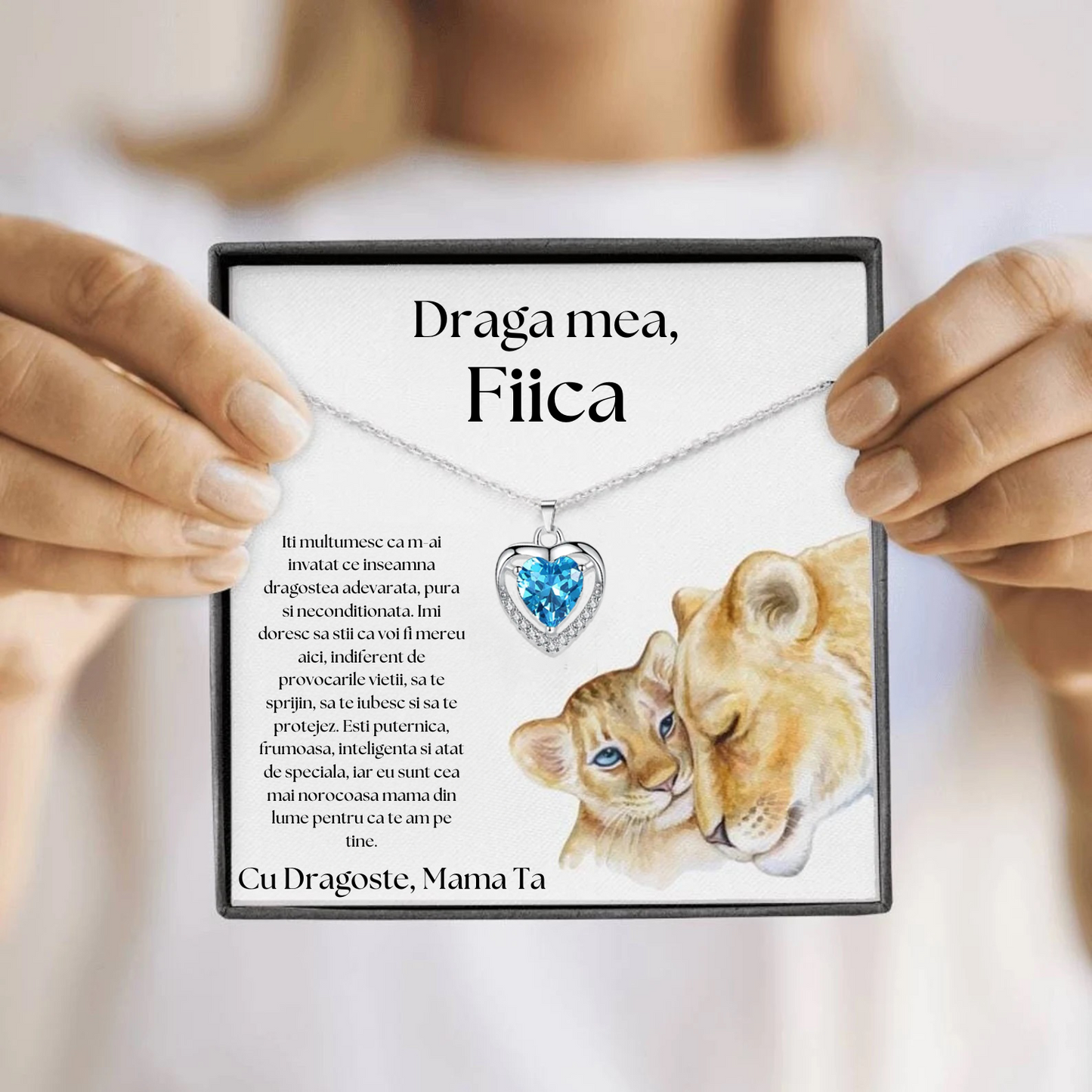 Cadou Fiica – Colier Argint 925 cu Zirconiu și Mesaj de Dragoste