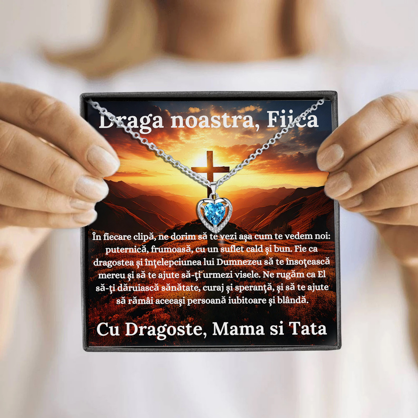 Cadou Fiica – Colier Argint 925 cu Zirconiu și Mesaj de Dragoste