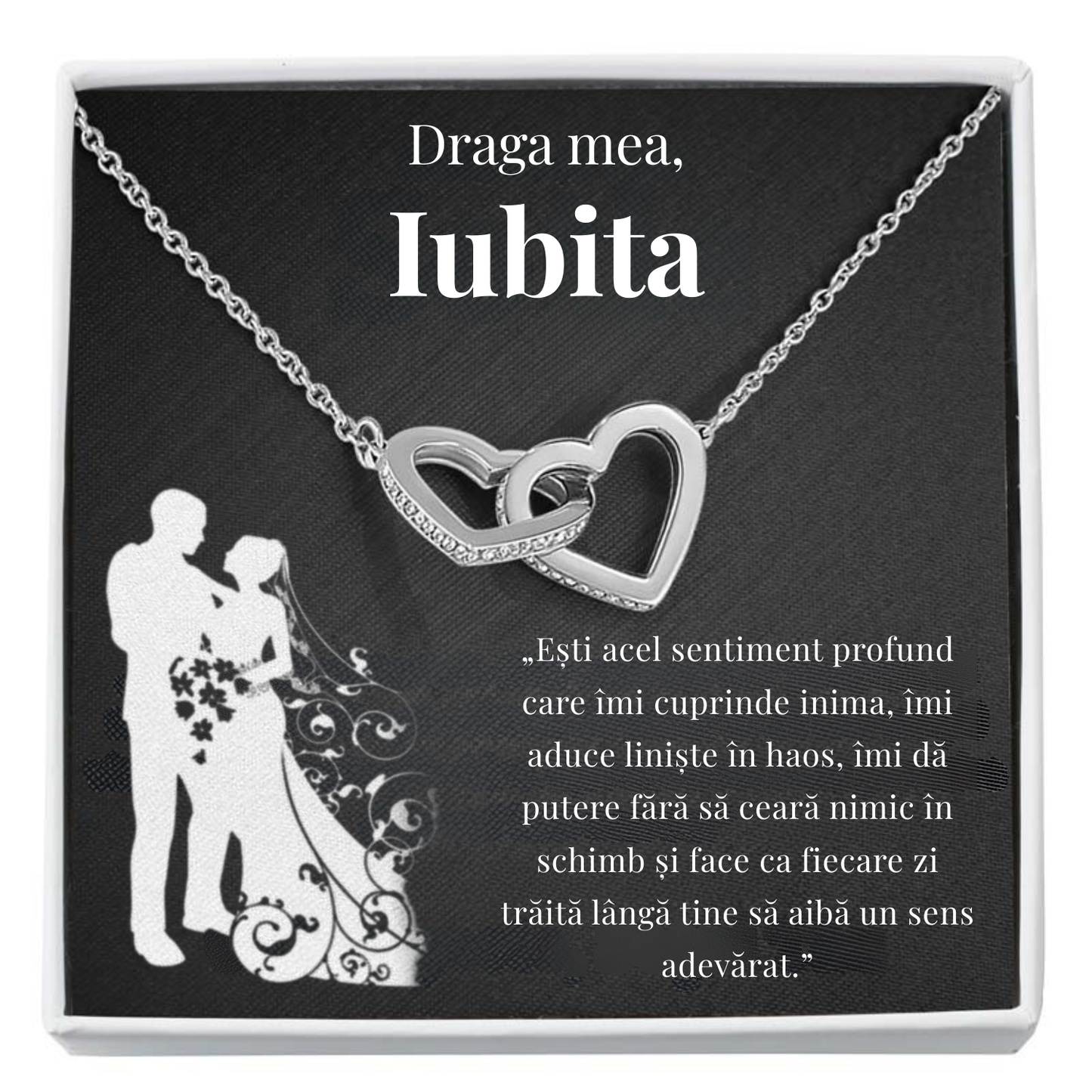 Cadou Iubita – Colier cu Zirconiu și Mesaj de Dragoste