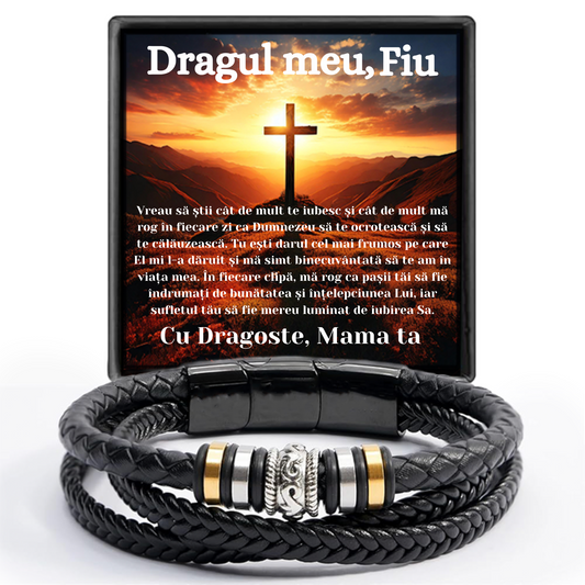 Cadou Fiu - bratara din piele cu mesaj de Dragoste