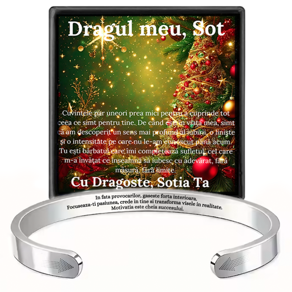 Cadou Sot - Bratara din otel inoxidabil cu mesaj de Dragoste