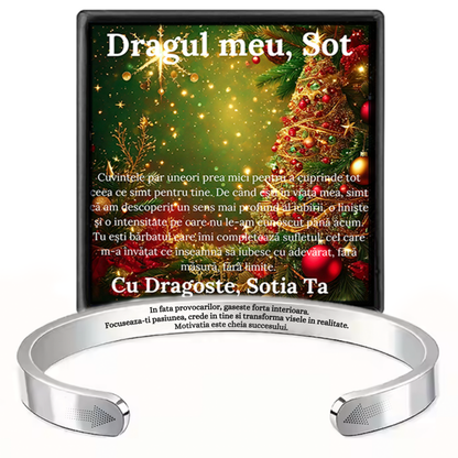 Cadou Sot - Bratara din otel inoxidabil cu mesaj de Dragoste
