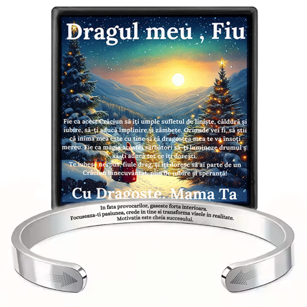 Cadou Fiu - Bratara din otel inoxidabil cu mesaj de Dragoste