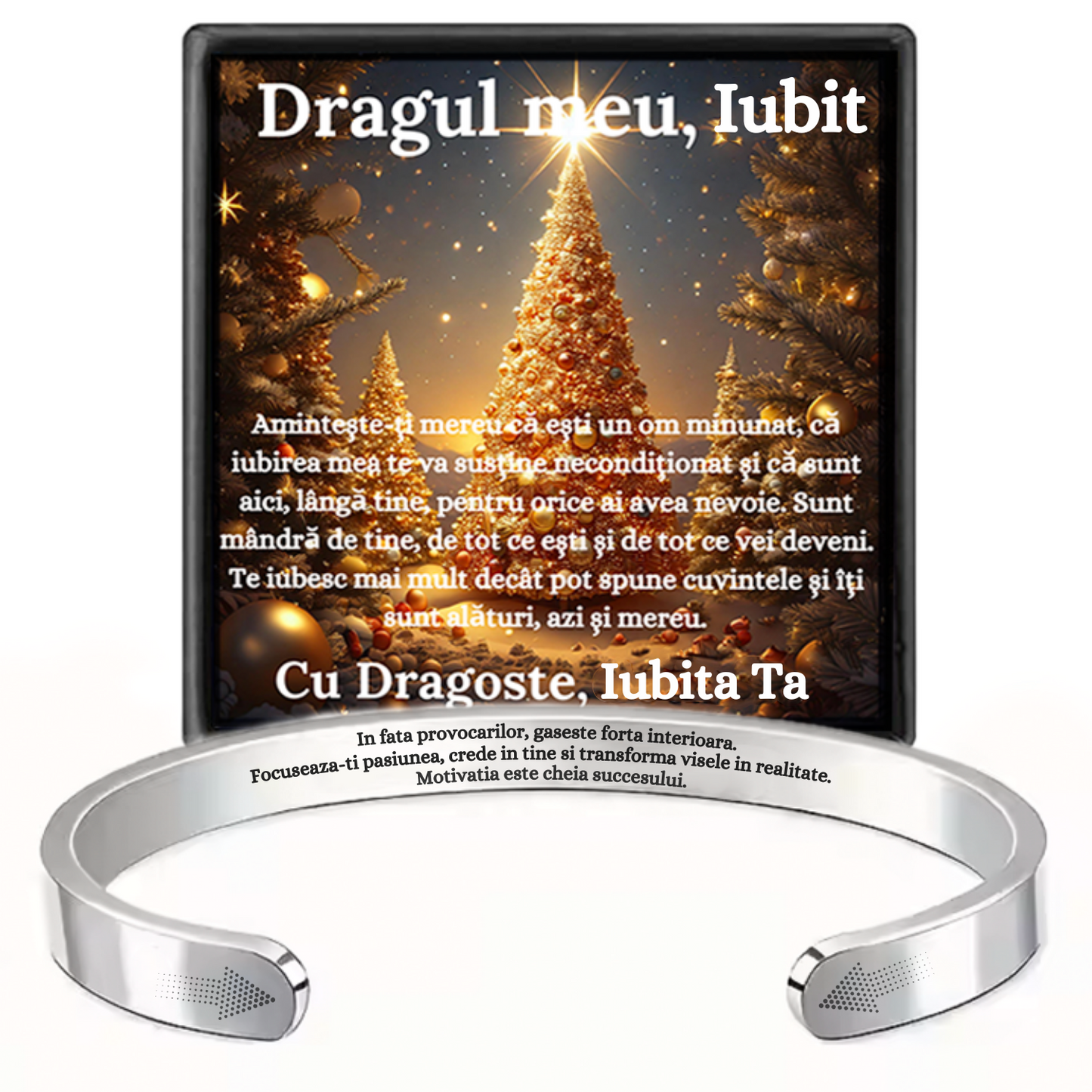 Cadou Iubit - Bratara din otel inoxidabil cu mesaj de Dragoste