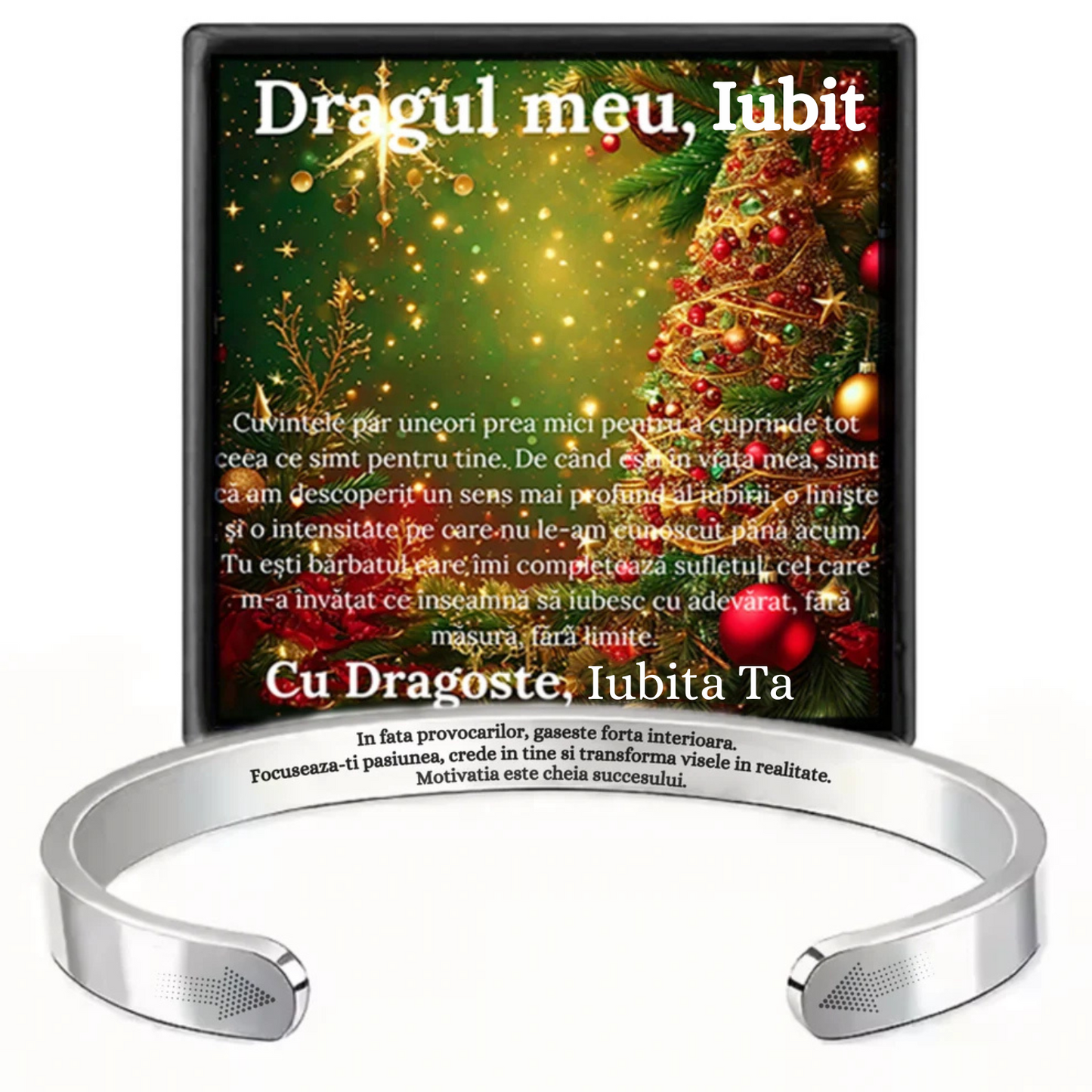 Cadou Iubit - Bratara din otel inoxidabil cu mesaj de Dragoste