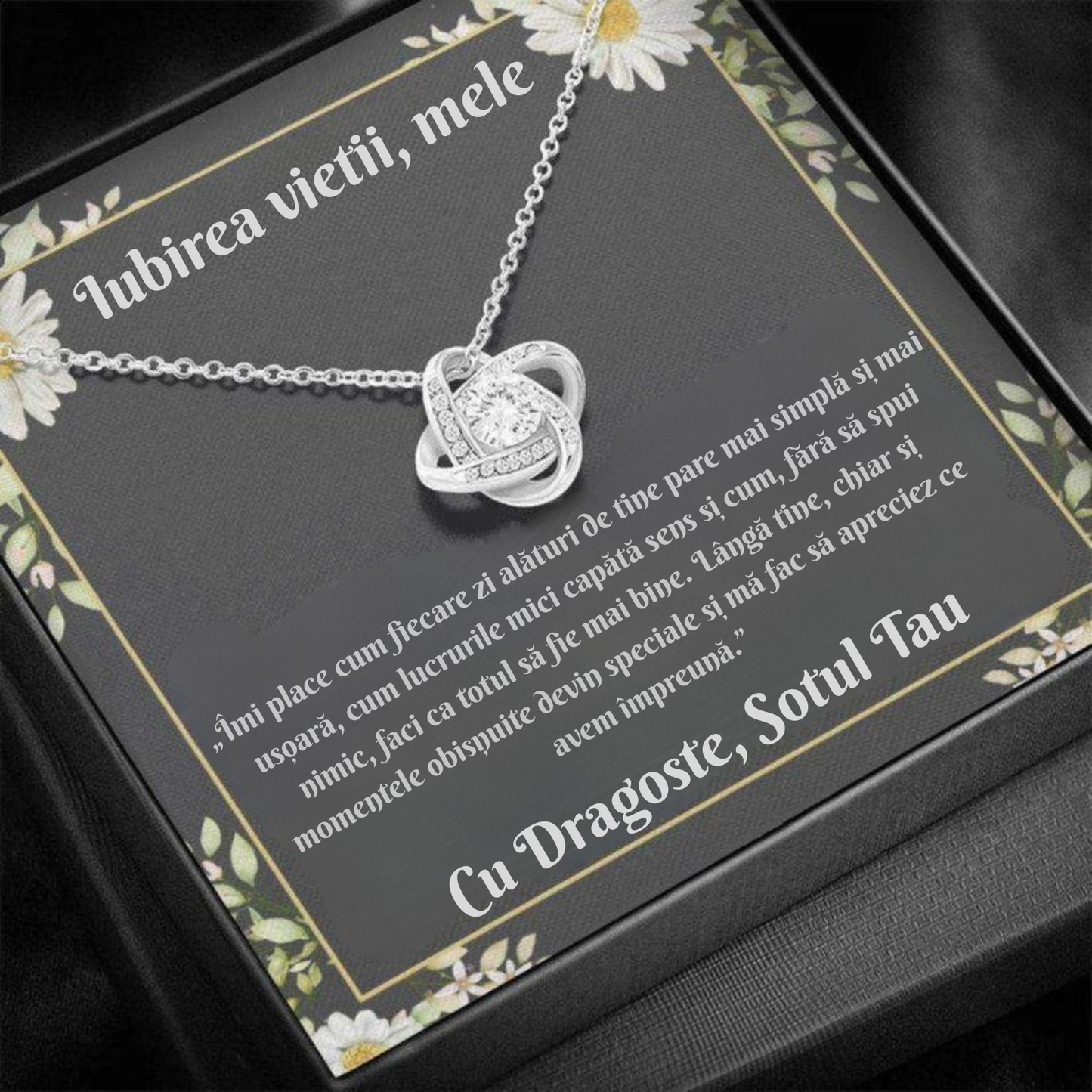 Cadou Sotie – Colier cu Zirconiu și Mesaj de Dragoste