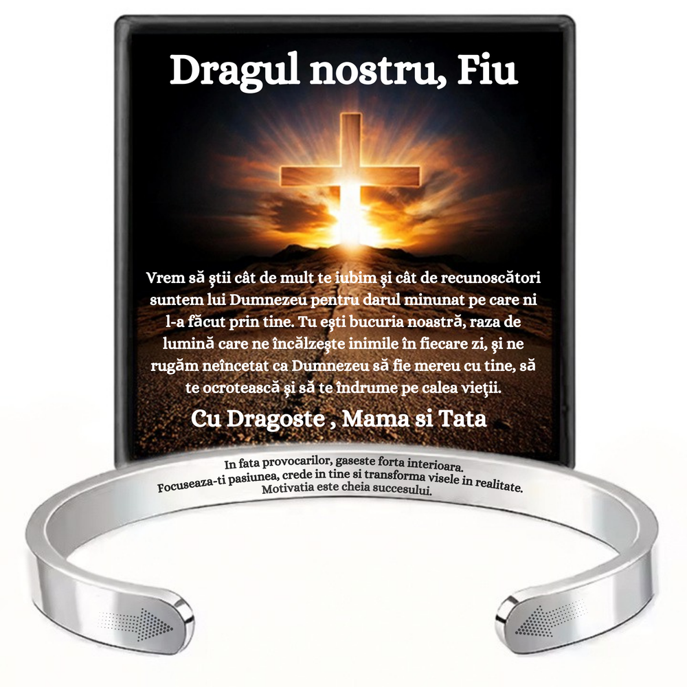 Cadou Fiu - Bratara din otel inoxidabil cu mesaj de Dragoste