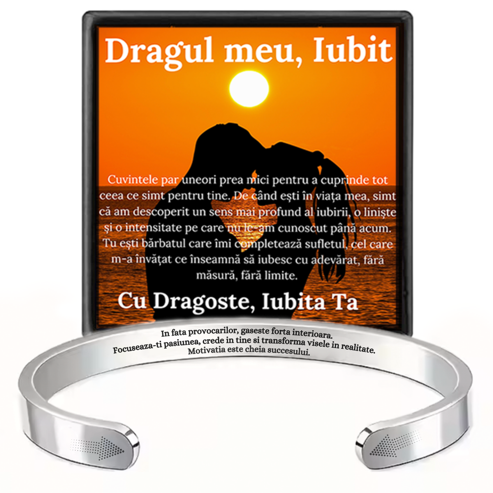 Cadou Iubit - Bratara din otel inoxidabil cu mesaj de Dragoste