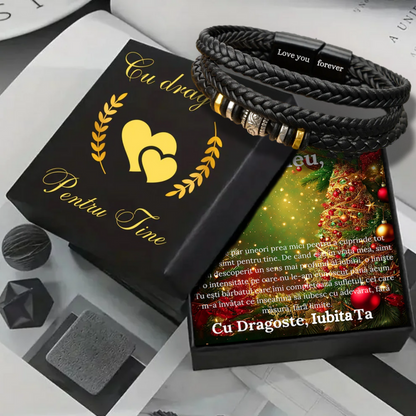 Cadou Sot - bratara din piele cu mesaj de Dragoste