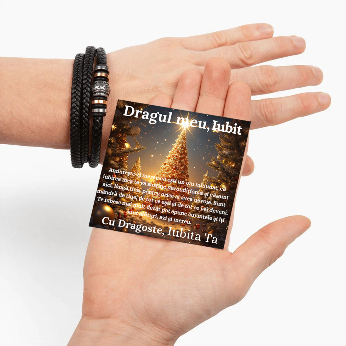 Cadou Sot - bratara din piele cu mesaj de Dragoste