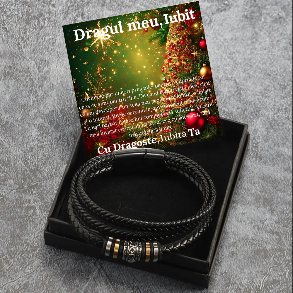 Cadou Sot - bratara din piele cu mesaj de Dragoste