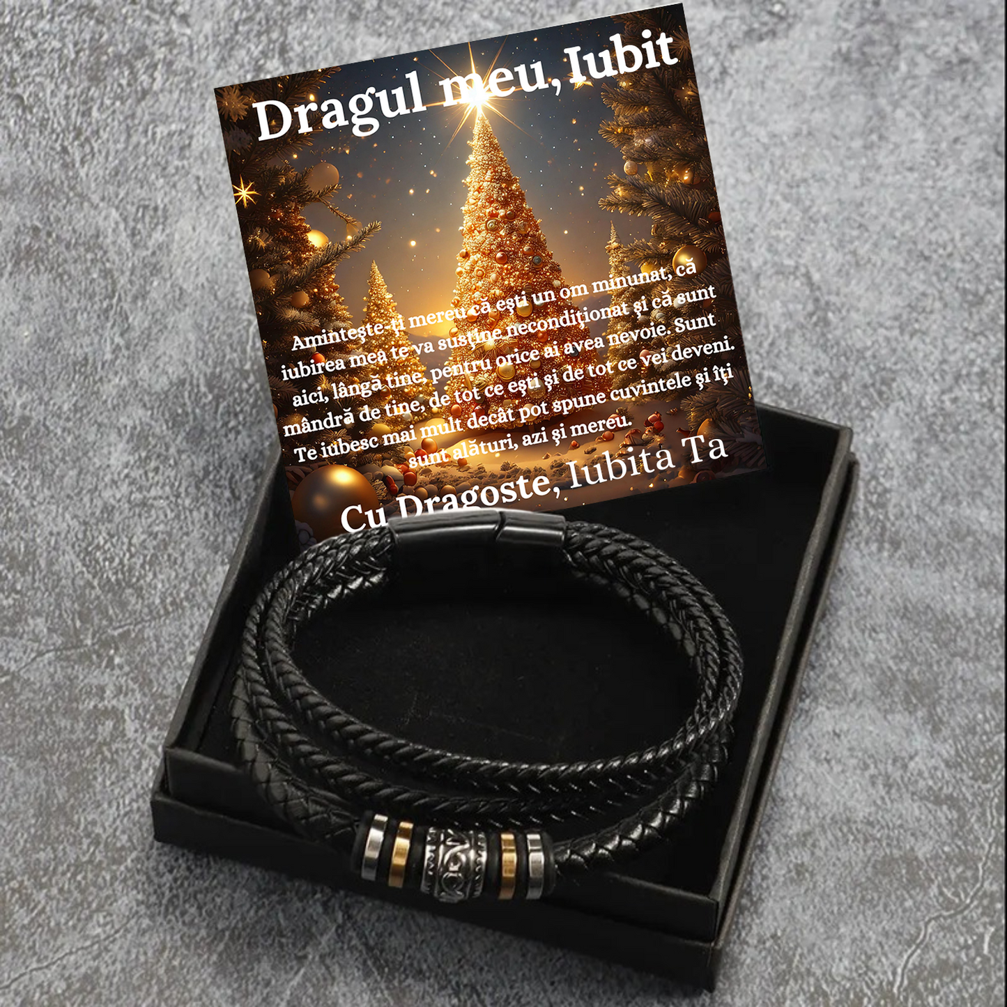 Cadou Sot - bratara din piele cu mesaj de Dragoste