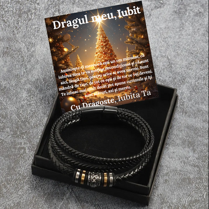 Cadou Sot - bratara din piele cu mesaj de Dragoste