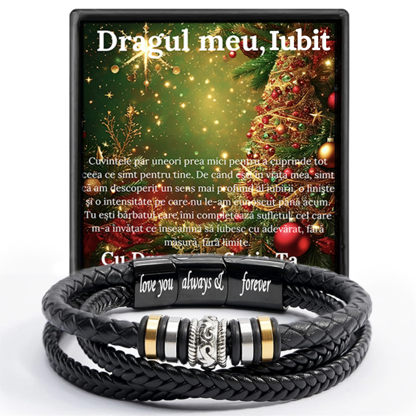 Cadou Sot - bratara din piele cu mesaj de Dragoste