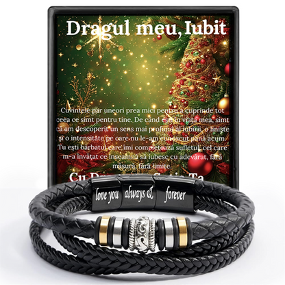 Cadou Sot - bratara din piele cu mesaj de Dragoste