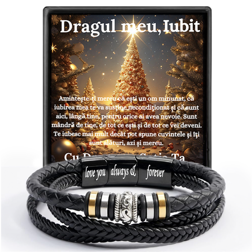 Cadou Sot - bratara din piele cu mesaj de Dragoste